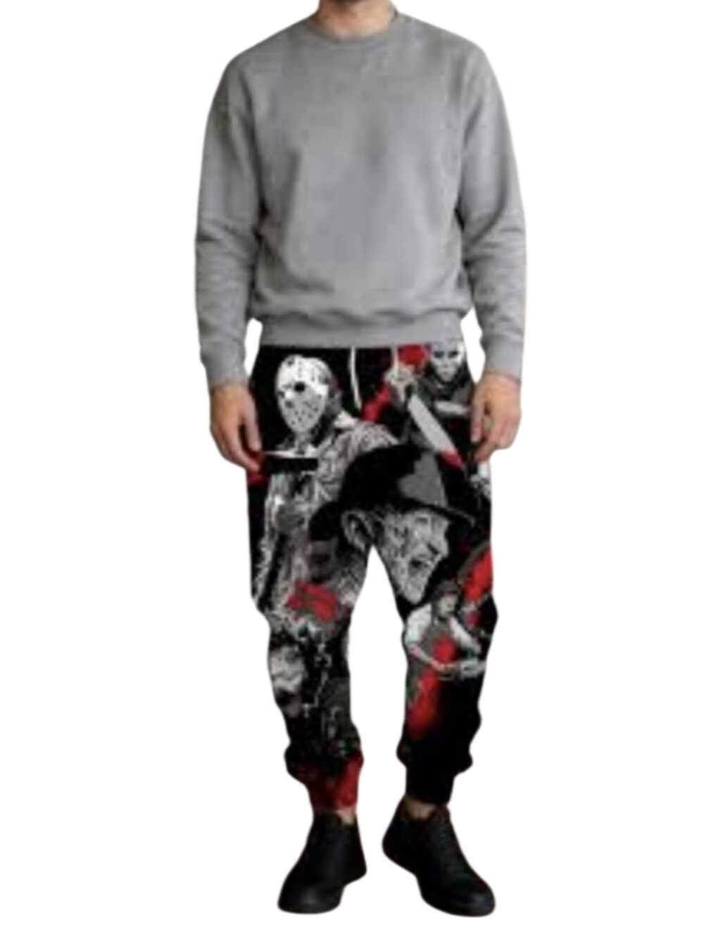 Horror Graphic Freddy Kruger And Jayson Jogger Pants - Black/Red